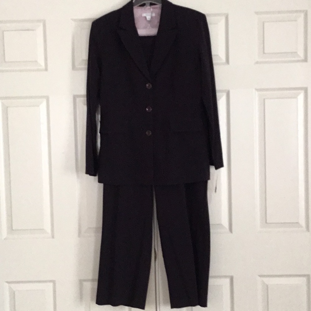 2 piece wine color, dark in color pantsuit